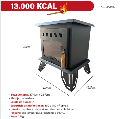 ESTUFA A LEÑA 13000 KCAL