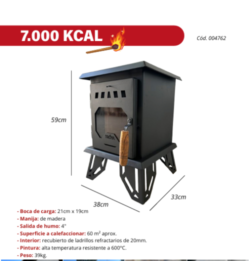 ESTUFA A LEÑA 7000 KCAL