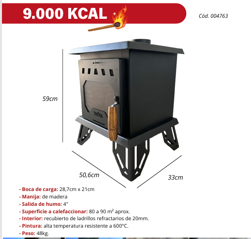 ESTUFA A LEÑA 9000 KCAL